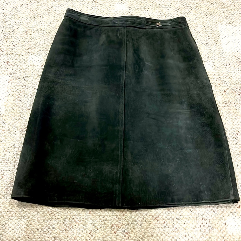 Dark fern green suede skirt